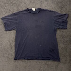vintage 00s nike distressed t-shirt faded blue size large swoosh logo classic